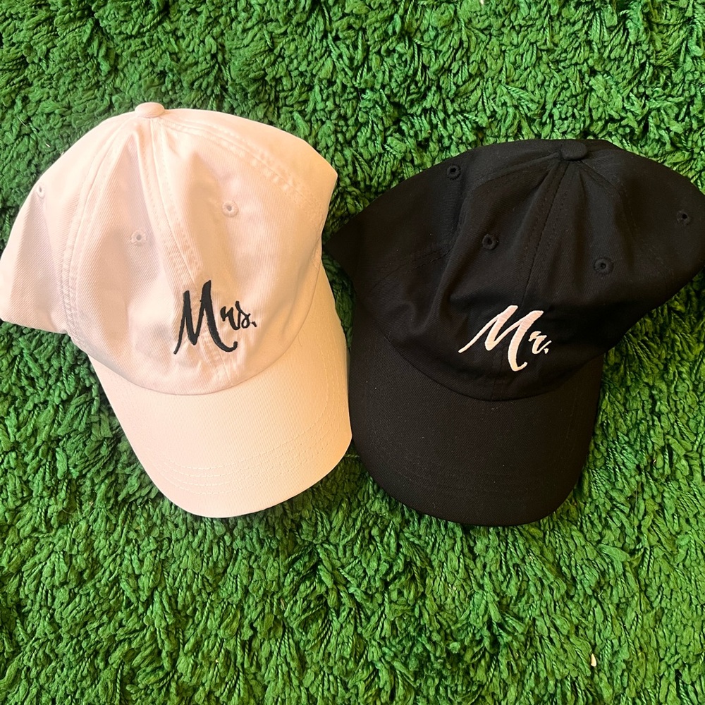 Mr. and Mrs. Embroidered Caps